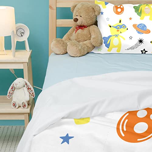Housse de couette douce ours spatial pour lit simple solution idéale contre les nuits agitées