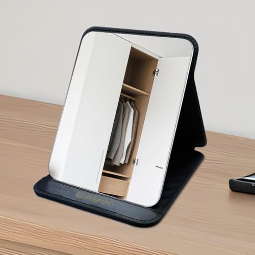 Espejo de maquillaje plegable de escritorio negro 8x6 pulgadas