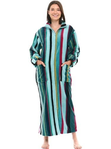 Image of Alexander Del Rossa Long Zip Up Robes, Plush Zipper Robes for Plus Size, Housecoats Zipper Front