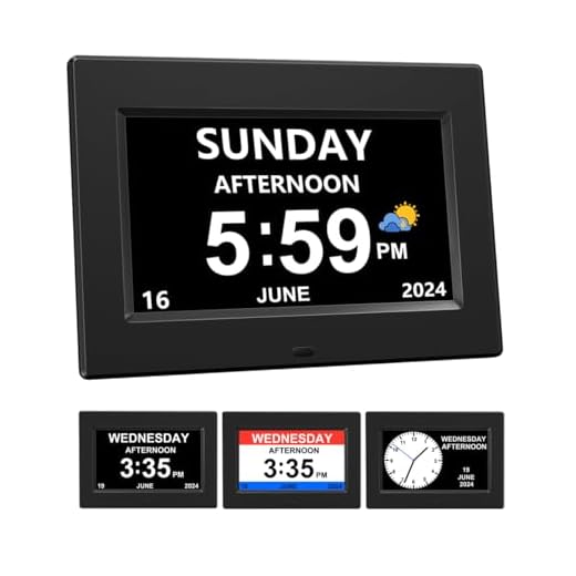 DST Digital Clock with Date and Day of Week for Elderly-12 Alarms Medication Reminder Dementia Alzheimers Clock Calendar with Extra Large Display (7 inch Black)