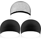 eboot 3 Pack Wig Caps (Black Nylon Caps and Black Mesh)