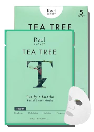 Rael Face Mask Skin Care, Tea Tree Face Masks - Bamboo Facial She...