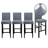 Qishare 4 Pack Bar Stool Covers Pub Counter Stool Cover Chair Seat Cover Stretch Washable Anti-Dust Slipcovers for Dining Room Kitchen Height Bar Stool Cafe(Gray, 4PCS)
