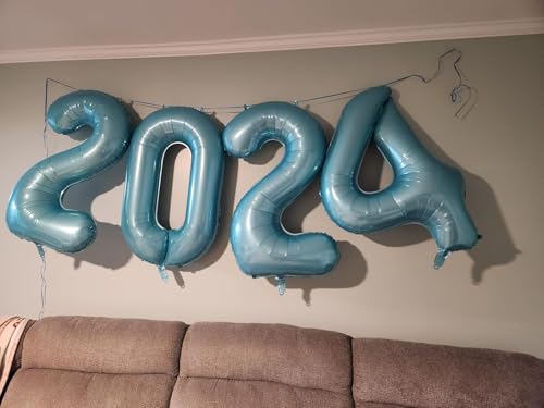 Image of 1 Balloon Numbers Birthday Decorations, 40In Pearl Blue Balloons for Party | Eye-catching Appearance, Perfect Decorative Centerpieces, Convenient Self-sealing Structure, Widely for Various Occasions