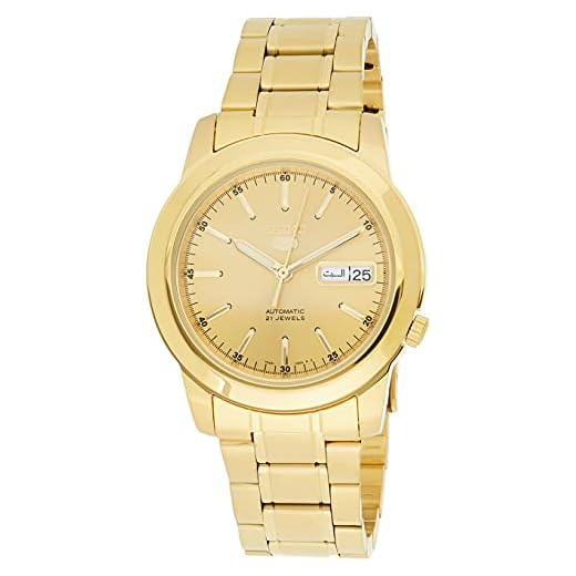 Seiko Herr SNKE56 Seiko 5 automatisk guldurtavla guldton rostfritt stål klocka, champagne/guld/skelett, självuppdragande, automatisk klocka, Champagne/guld/skelett, Självuppdragande, automatisk klocka