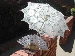 White Battenburg w/Lace Fan