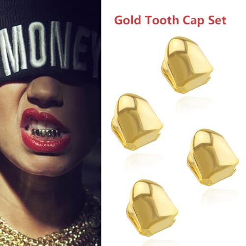 Gold Grills for Teeth 18K Gold Plated Tooth Caps Single Teeth Caps Hip Hop Grillz3