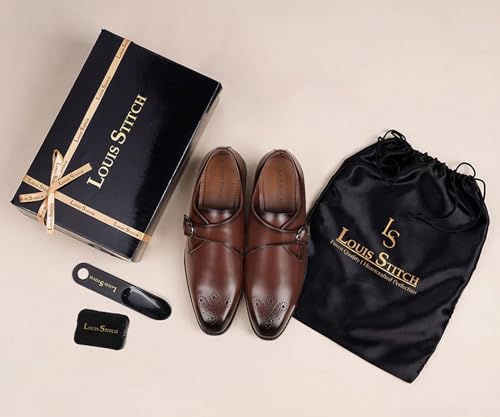 Image of LOUIS STITCH Formal Shoe for Men | Single Monk Strap | Handmade Patina Finish | Comfortable for Business Casual, Every Day, Parties (LSSXSM)