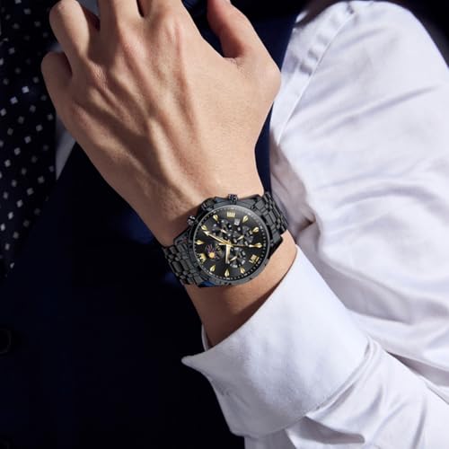 Image of OLEVS Watches for Men Analog Quartz Original Branded Mens Watch Chronograph Stainless Steel Chain 3ATM Waterproof Wrist Watch for Men