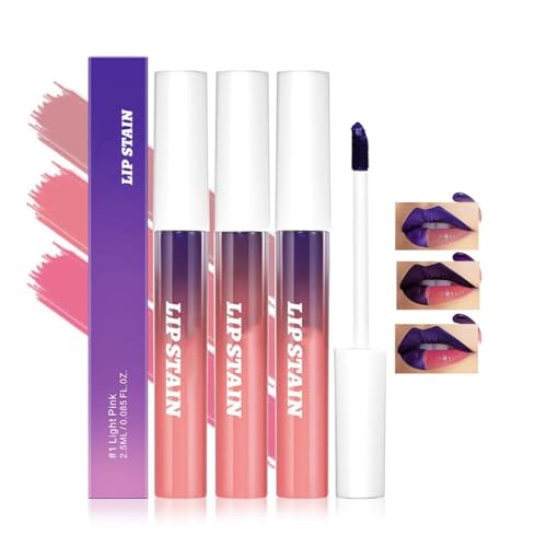 Baorder 3 Stück Peel Off Lip Stain Lip Tint Set, Langlebiger Peel Off Matter Lipgloss, Matte Flüssigkeit Lippenstift Nude Wasserdichter Lippenfleck Antihaft Cup Peel Off Lip Liner Lippen-Make-up