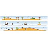 Maße: Die Bordüre besteht aus 3x selbstklebenden Aufklebern á 150 cm. Gesamtlänge: 450 cm Höhe: 12,5 cm