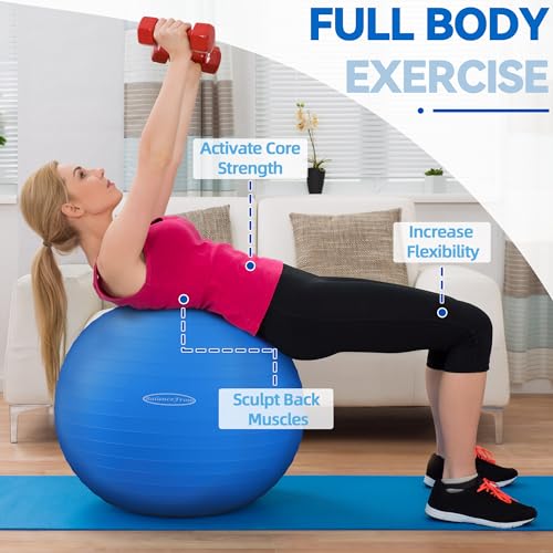 BalanceFrom Anti-Burst Slip Resistant Exercise Ball - 26-inch Blue, 2,000-Pound Capacity by Fitvids - Image 3