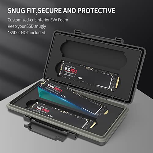 4 Slots SSD Protective Case Storage Box for M.2 2280 Solid State Drive Water-Resistant Shockproof 2 413NF +csAL