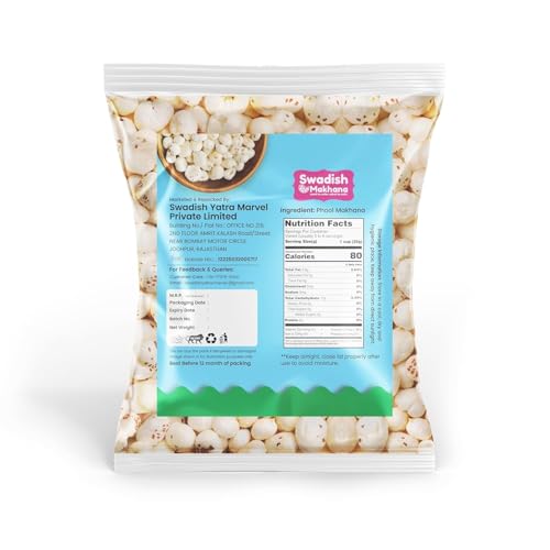 Image of SWADISH Phool Makhana 900G | Medium Size Phool Makhana | Raw Foxnut | Fox Nuts /Lotus Seeds | Puffed Snacks | Rich in Calcium & Fiber