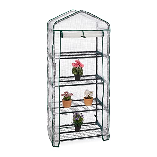 Relaxdays Gewächshaus Balkon, Stahl & PE-Folie, HxBxT: 159 x 69 x 49 cm,...