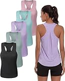 Chicingyou 5 Pack Women's Racerback Tank Tops Workout Athletic Running Yoga Tanks Sleeveless Workout Tops Sports Gym Shirts(L Size)