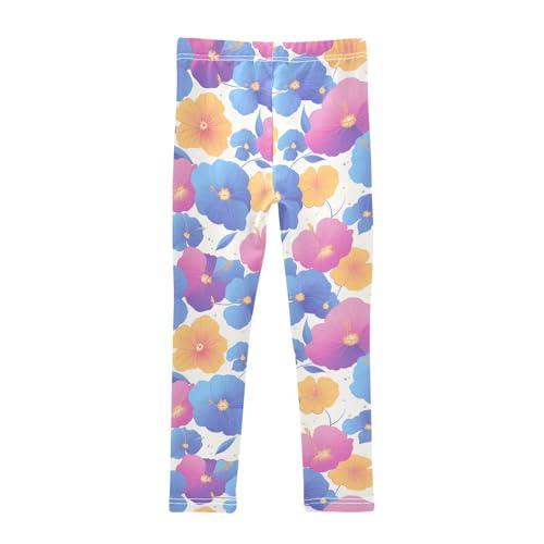 KLL The Garden Tricolor Pansy Flower Little Girls Legging Stretch High Waisted Sweatpants Running2