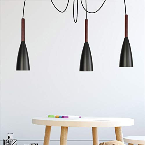 Lámparas Colgantes de Techo de Metal Negro Ajustable con 1 o 2 Luces 4