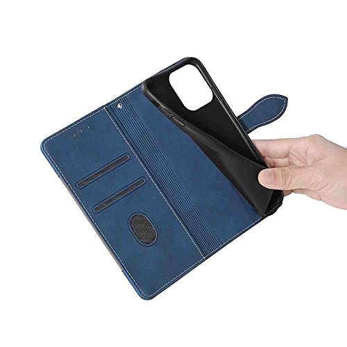 Funda de piel sintética para Moto Edge Plus tipo cartera azul premium 4