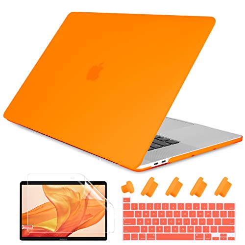 Dongke MacBook Pro 16 inch Case 2020 2019 Release A2141, Frosted Matte Plastic Hard Shell Case & Keyboard Cover for MacBook Pro 16-inch Retina Display with Touch Bar and Touch ID, Orange
