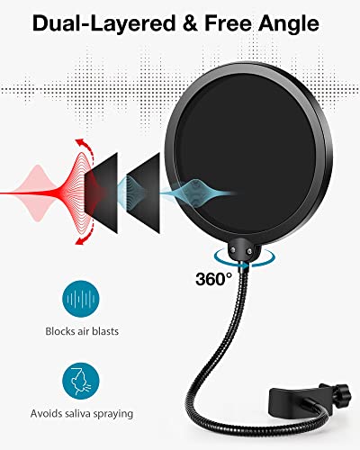 Innogear Mic Stand Desk, Adjustable Desktop Microphone Stand Table With Shock Mount Mic Clip Pop Filter 3/8" To 5/8" Adapter For Blue Yeti Hyper X Quadcast S At2020 Fifine K669B Shure Sm58 Sm48 Pga48 #TOP4