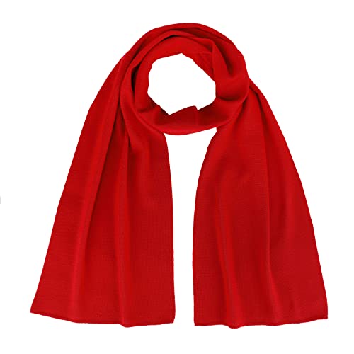modAS Unisex Schal Feinstrickschal aus 100% Wolle (Merinowolle) - Wollschal Damen Herren Schal aus Wolle Warm Weich in Rot