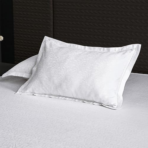 Image of Story@Home Supersoft Long Staple Premium Cotton Compact Yarn King Size Motif Printed Flat Double Bedsheet wih 2 Pillow Cover I 500 TC, 108x108 Inch - White Motif