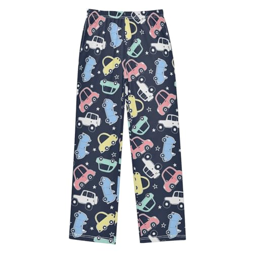 ZZXXB Colorful Car Print Boys Long Pants Soft Trousers Elastic Waist Kids Lounge Bottoms with Pockets S-XL