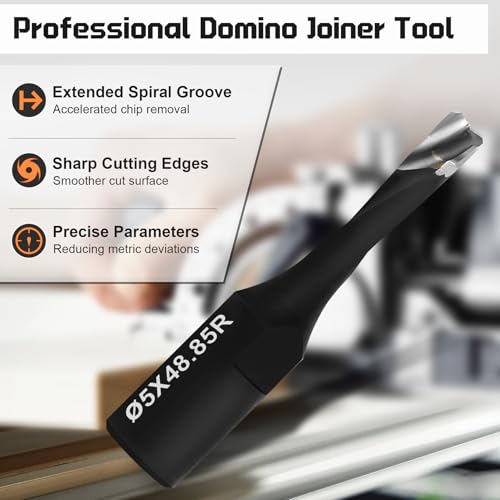 Domino Cutter Solid Carbide Bits for DF500 Jointer Machines, 5 Pcs Domino Bits (4mm, 5mm, 6mm, 8mm, 10mm), Precision with Extended Spiral Flute, Black Tungsten Carbide by ZSUCC - Image 4