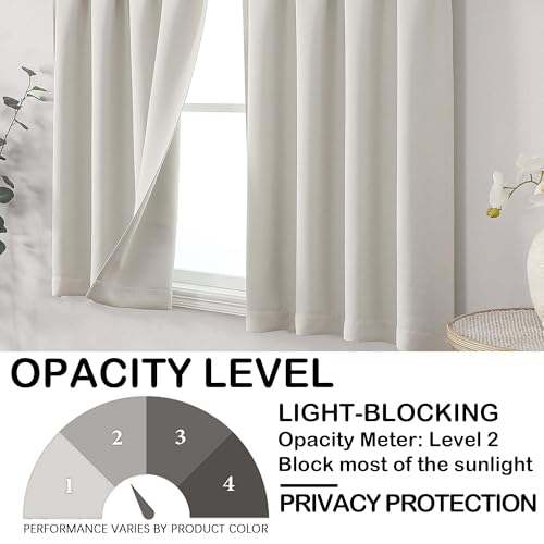Image of Natural Curtains for Small Window Treatment, Light Blocking Short Kitchen Window Curtains Over Sink, Dual Rod Pocket Half Window Tiers for Bathroom Basement, Each 40Wx36L, 2 PCS