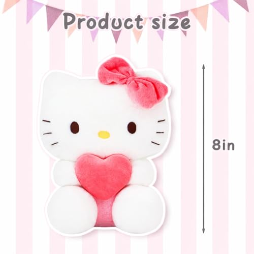8-inch Kawaii Heart-Shaped Plush Pillow - Soft Cartoon Stuffed Plush Toy, Perfect for Boys and Girls' Birthdays, Holidays, Anniversaries, and Party Gifts (Pink-A) - Image 3