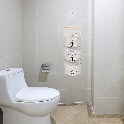 Miniatura 5 de Gaomoeny Bolsa Colgar Pared, Colgando Organizador Colgante Pared Puerta, Bolsa De Alamcenamiento Colgante Con 3 Bolsillos Para Colgar Dormitorio Cocina Baño Armarios