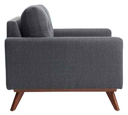 Safavieh Couture Home Gneiss Mid-Century Modern Slate Grey Linen Arm Chair - Image 5