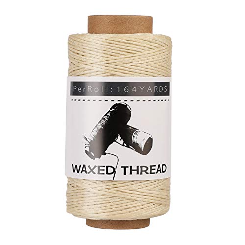 Jupean Waxed Thread for Leather, 164 Yards /150m Leather Thread for Hand Sewing, Hand Stitching Threads for Sewing Bookbinding Repairing, and Beginners Craft DIY