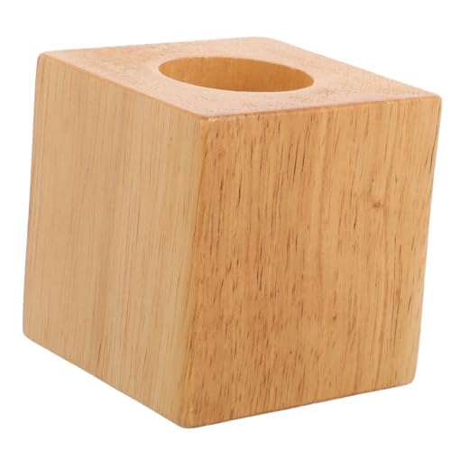 HEMOTON Base De Lámpara De Mesa Pequeña Cuadrada De Madera Maciza De Caucho Para Bombilla E27 Superficie Lisa Para Lámpara De Escritorio Diy Uso Oficina y Dormitorio 1 Unidad