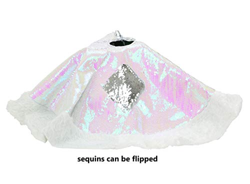 Iconikal Fabric Christmas Tree Skirt, 35.5-Inch Diameter, Iridescent Sequin #TOP1
