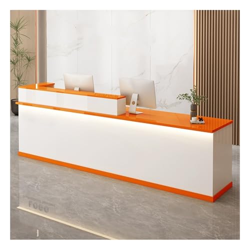 QWEASDF Mostradors de recepción Tiendas，Mostrador de recepción Moderno Simple ，Mesas de recepción de Oficina，MOSTRADOR de Recepción y Oficina. con luz LED，Superficie de mármol(B3,L78.7in)