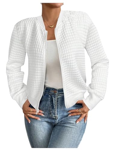 SOLY HUX Women's Zip Up Bomber Jackets Long Sleeve Dressy Casual Outerwear