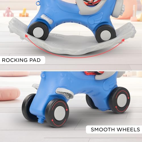 Image of 3 in 1 Baby Rocking Horse Ride On Car for Kids | Baby Rocking Chair with Parental Handle, Balance Board & Safety Belt | Push Ride On Toy Car for Kids 1-3 Years Boys Girls (Dark Blue)