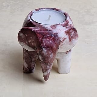 Onyx Marble Tea Light Holder Marble Candle Holder Elephant Candle Holder Hand Carved Elephant Holder Marble Ware Dinner Table Gift (White)