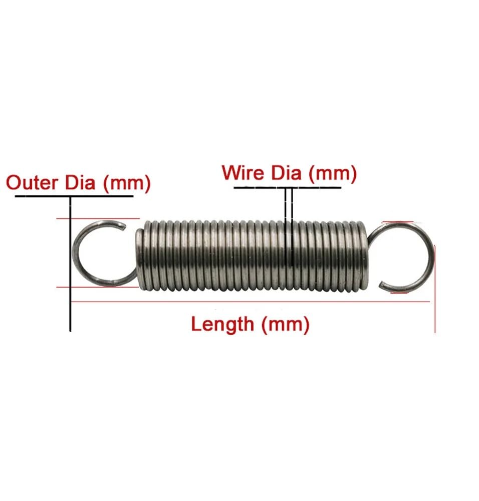 Double Hook Steel Spring, Wire Dia 1.6mm Tension Spring for Industrial, OD 15mm Tension Springs for Machinery Construction(1.6 x 15 x 165 mm)