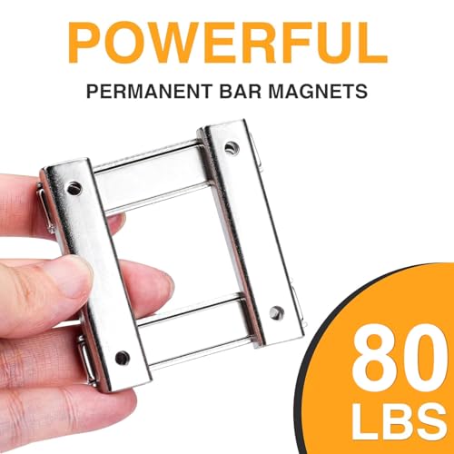 Image of TRYMAG Bar Magnets, 80Lbs 25 Pack Countersunk Hole Magnet with Screw | Silver,Heavy Duty Rare Earth ,Neodymium,Rectangular,for Mounting, Door, Garage, Workplace(60 x 13.5 x 5mm )