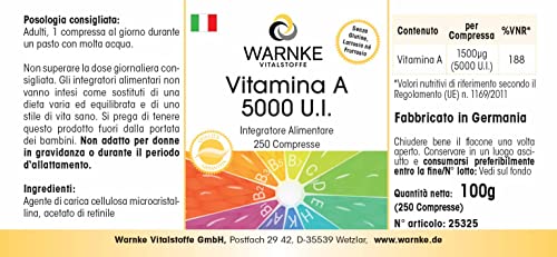 Vitamin A Nahrungsergänzungsmittel 5000 I.E. 1500µg Retinol von Warnke Vitalstoffe
