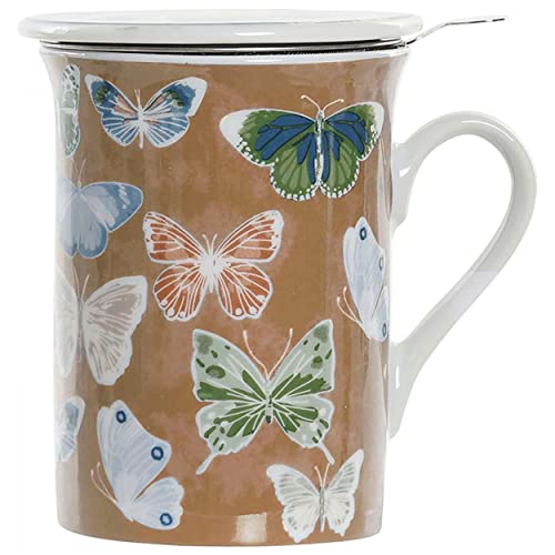 Hogar y Mas Taza INFUSIONES Porcelana Filtro Mariposas