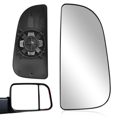 Algrix Passenger Side Lower Mirror Glass Replacement for 2010-2020 Dodge Ram 1500 2500 3500 4500 5500 Towing Mirror Model, Right Convex Mirror Glass with Bracket, Replaces OE 68067730AA