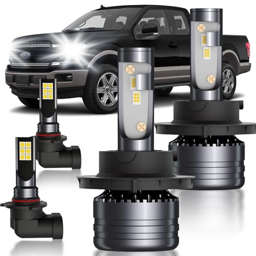 for Ford F150 2004-2014 LED Bulbs Combo, 4pcs Super Bright White High Low Beam and Fog Lights LED Blubs Package