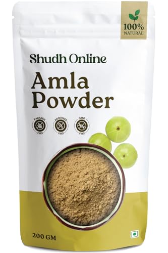Image of Shudh Online Dry Amla Powder for Hair Growth Organic (200 Grams) | Eating, Drinking - Amala Usirikaya | Avla Gooseberry Fruit Churna (Pure Seedless Edible)