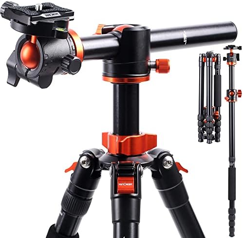K&F Concept 67 inch Camera Tripod Horizontal Aluminum Tripods Portable Monopod with 360 Degree Ball Head Quick Release Plate for DSLR Cameras T255A4+BH-28L (TM2515T1)