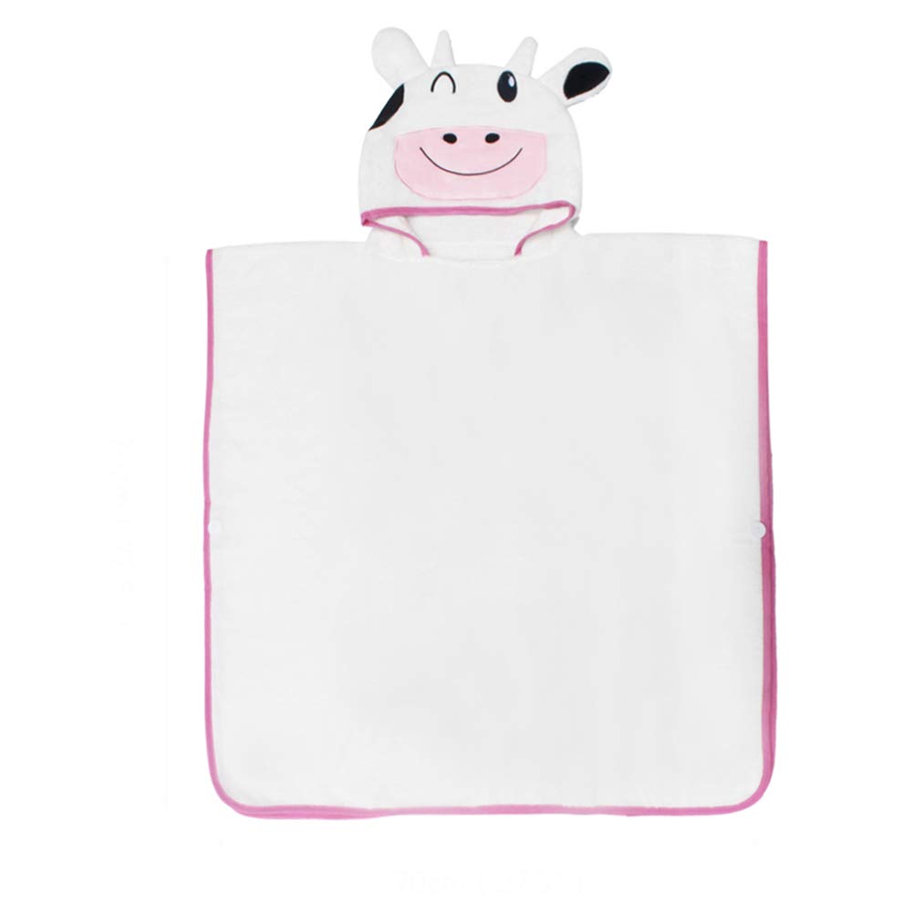 JIAN YA NA Serviettes Kids'Bath Strandkorb Poncho Animal Mignon 100% Coton à Capuche Cape Poncho pour 1-6 Ans CONFIRMÉ Tout-Petits Enfants Quick Dry (Blanc (Vache)) 27 "x55 Blanc (Vache)