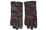 Hungant Herren Peccary Winterhandschuhe Lederhandschuhe mit Knopfverschluss Cashmere Gefuttert Braun (8.5, Braun)